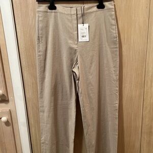 Theory Women Linen Khaki Crunch Pants